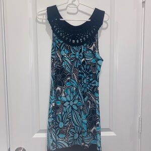 Wrapper Black and Blue Patterned Dress. 226